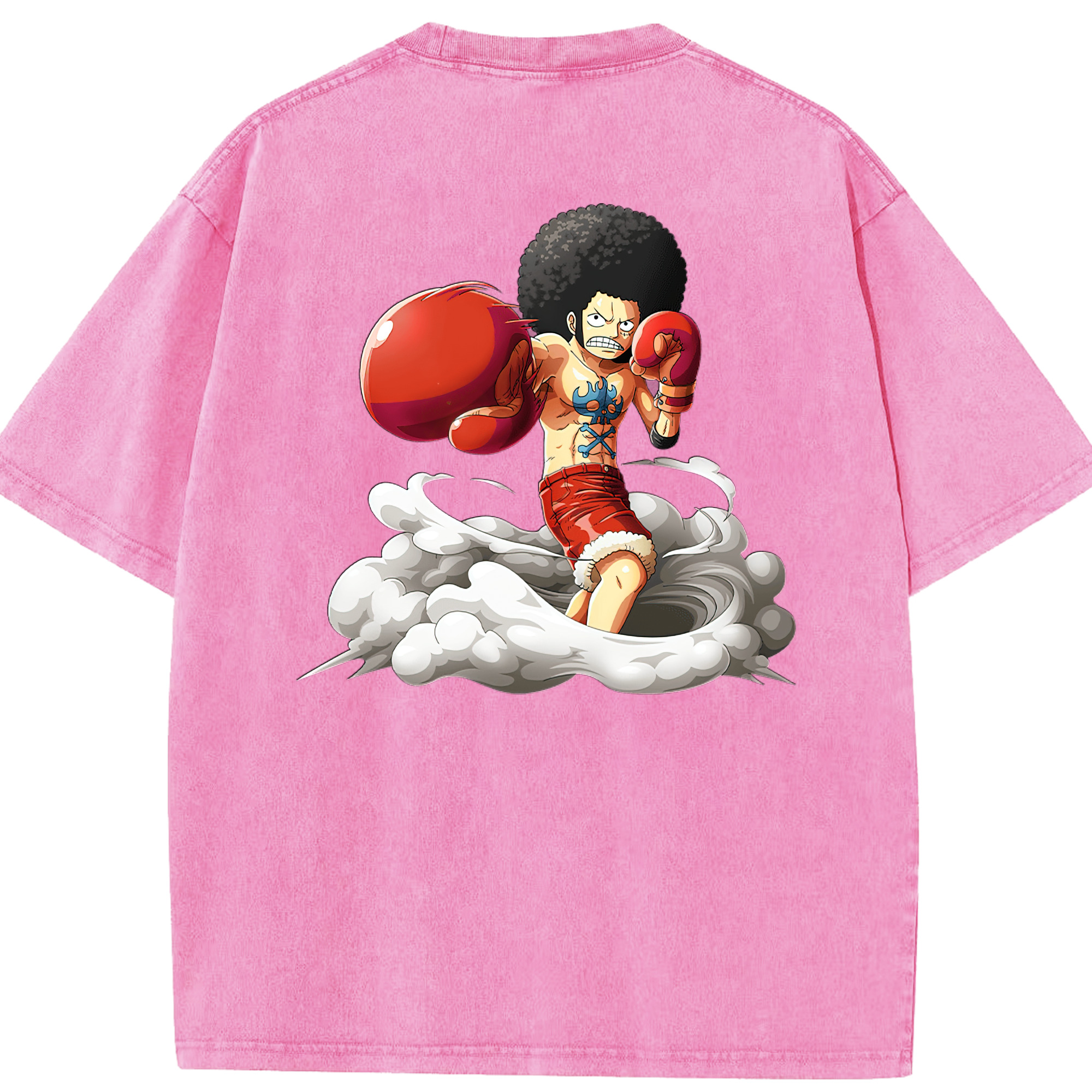 ワンピース モンキー・D・ルフィ ONE PIECE Monkey D. Luffy 綿100% ヴィンテージ風 半袖Tシャツ（背面プリント）